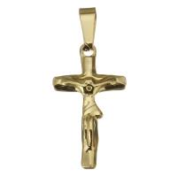 Stainless Steel Saint Pendant, Cross, gold color plated Approx 