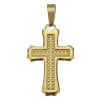 Нержавеющая сталь крест подвески, нержавеющая сталь, Kресты, плакирован золотом отверстие:Приблизительно продается PC