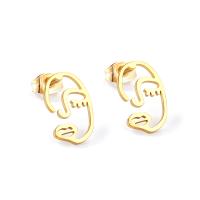 Stainless Steel Stud Earring, Face, fashion jewelry & for woman & hollow, gold 