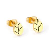 Stainless Steel Stud Earring, Leaf, fashion jewelry & for woman, gold 
