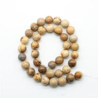Picture Jasper Beads, Round, polished, DIY yellow 
