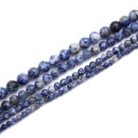 Blauer Fleck Perlen, blauer Punkt, rund, DIY & verschiedene Größen vorhanden, keine, verkauft von Strang