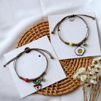 Fashion Create Wax Cord Bracelets, Korean Waxed Cord, with Porcelain & Zinc Alloy, plated, Adjustable & fashion jewelry 