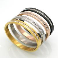 Stainless Steel Bangle, plated, Unisex & with rhinestone 