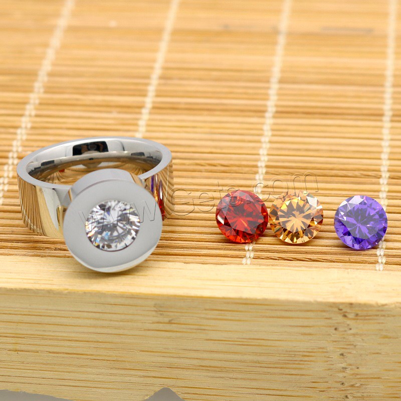 Kuba Zirkonia Edelstahl Ringe, plattiert, verschiedene Größen vorhanden & Micro pave Zirkonia & für Frau, keine, Größe:6-10, verkauft von PC