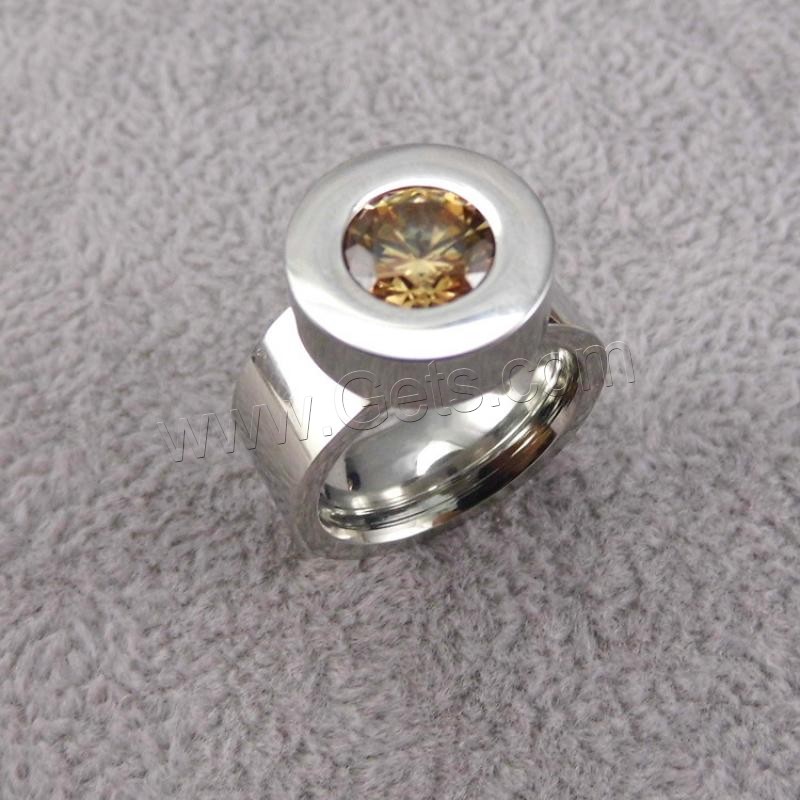 Cubic Zirconia anillo de dedo de acero inoxidable, chapado, diverso tamaño para la opción & micro arcilla de zirconia cúbica & para mujer, más colores para la opción, tamaño:6-10, Vendido por UD