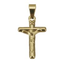 Stainless Steel Saint Pendant, Flat Round, gold color plated Approx 