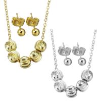 Fashion Stainless Steel Jewelry Sets, Stud Earring & necklace, plated, for woman 6mm,1.5mm,4mm Approx 17 Inch 