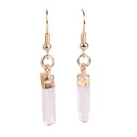 Clear Quartz Drop Earring, with Brass, gold color plated, for woman, 30-45mm 