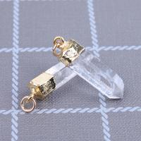 Clear Quartz Pendant, with Brass, gold color plated, DIY, white, 20-10mm,5-10mm 