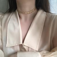 Fashion Choker Necklace, Titanium Steel, gold color plated 