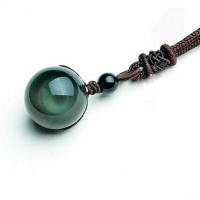 Gemstone Necklaces, Obsidian, with Cotton Cord, natural, Unisex, 16mm Approx 15.74 Inch 