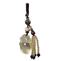 Ornements suspendus, perles de citrine, avec pierre gemme & corde de coton, unisexe & styles différents pour le choix, 100mm, Vendu par PC
