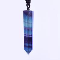 Gemstone Necklaces, Colorful Fluorite, with Cotton Cord, Unisex Approx 15.74 Inch 