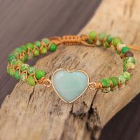 Gemstone Woven Ball Bracelets, Natural Stone, Heart, fashion jewelry & for woman, 16-30cm 