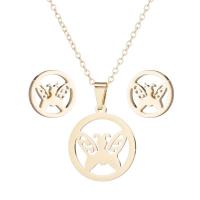 Fashion Stainless Steel Jewelry Sets, Stud Earring & necklace, fashion jewelry & for woman 