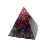 Synthetic Resin Pyramid Decoration, with Natural Gravel, for home and office, multi-colored 