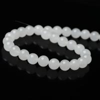 Natürliche Weiße Achat Perlen, Weißer Achat, rund, poliert, DIY & verschiedene Größen vorhanden, weiß, verkauft von Strang
