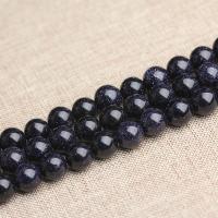 Blue Goldstone Beads, Blue Sandstone, Round, polished, DIY blue 