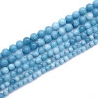 Marmor Naturperlen, gefärbter Marmor, rund, poliert, DIY & verschiedene Größen vorhanden, blau, verkauft von Strang