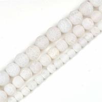Natural Effloresce Agate Beads, Round, DIY & frosted, white 