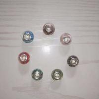 Silber Doppel-Kern-Lampwork-Europa-Perlen, Lampwork, plattiert, Modeschmuck & DIY & Emaille, keine, 9x14mm, verkauft von PC