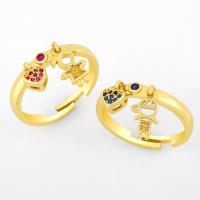 Кубическое цирконовое латунное кольцо, Латунь, Круглая, плакирован золотом, ювелирные изделия моды, не содержит никель, свинец продается PC