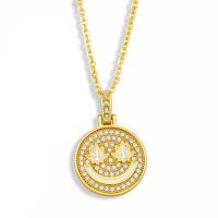 Cubic Zircon Micro Pave Brass Necklace, Round, gold color plated, fashion jewelry, nickel, lead & cadmium free 