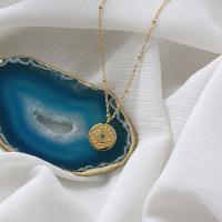 Collier de bijoux de titane, Acier titane, Rond, Placage de couleur d'or, bijoux de mode Environ 46 cm, Vendu par brin
