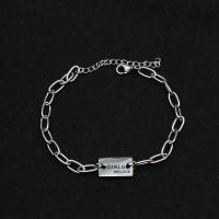 Titanium Steel Bracelet & Bangle, silver color plated, fashion jewelry Approx 23 cm 