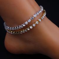 Zinc Alloy Anklet, with 4inch extender chain, plated, for woman & with rhinestone Approx 6.3 Inch 