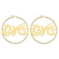 Edelstahl Hoop Ohrringe, Modeschmuck & verschiedene Stile für Wahl & für Frau, Goldfarbe, 70mm, verkauft von Paar