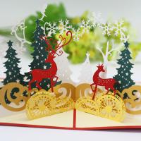Christmas Greeting Card, Papier, Hirsch, plattiert, 3D-Effekt & hohl, 150x150mm, verkauft von PC