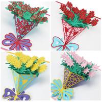 Greeting Card, Paper, Bouquet, plated, 3D effect & hollow 
