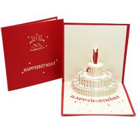 Greeting Card, Paper, Cake, plated, 3D effect & hollow, red 