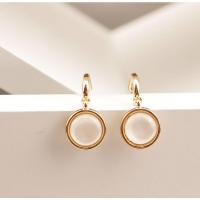 Titanium Steel Earrings, Round, gold color plated, fashion jewelry 