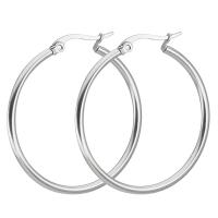 Titanium Steel Hoop Earring, Round, gold color plated 