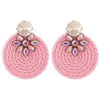 Rhinestone Drop Earring, Zinc Alloy, with Polyester, plated, for woman & with rhinestone 