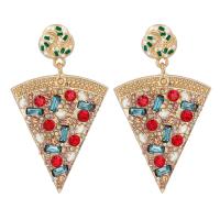 Zinc Alloy Rhinestone Drop Earring, gold color plated, for woman & with rhinestone 