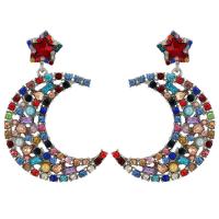 Zinc Alloy Rhinestone Drop Earring, Moon and Star, plated, for woman & with rhinestone 