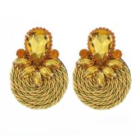 Zinc Alloy Rhinestone Drop Earring, with Polyester, plated, for woman & with rhinestone 