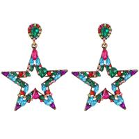 Zinc Alloy Rhinestone Drop Earring, Star, plated, for woman & with rhinestone 