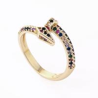 Cubic Zirconia Micro Pave Brass Finger Ring, gold color plated, micro pave cubic zirconia & for woman, 18mm 