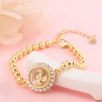Rhinestone Brass Bracelets, plated, Adjustable & fashion jewelry & for woman & with rhinestone, golden 