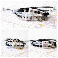 Fashion Create Wax Cord Bracelets, with Porcelain & Zinc Alloy, plated, Adjustable (10x18)mm 