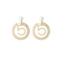 Kunststoff Perle Zink Legierung Ohrring, ABS-Kunststoff-Perlen, mit Zinklegierung, goldfarben plattiert, Modeschmuck & für Frau, 3.9cmX3.1cm, verkauft von Paar