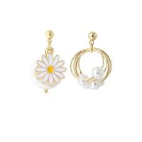 Plastic Pearl Zinc Alloy Earring, ABS Plastic Pearl, with Zinc Alloy, gold color plated, fashion jewelry & for woman, white, 2.6cmX1.4cm,2.3cmX1.5cm 