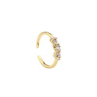 Brass Cuff Finger Ring, plated, Adjustable & micro pave cubic zirconia & for woman 3.5mm 