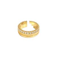 Messing Manschette Fingerring, goldfarben plattiert, Einstellbar & für Frau & mit Strass, 16.5x6.7mm, verkauft von PC