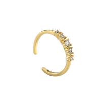 Brass Cuff Finger Ring, plated, Adjustable & micro pave cubic zirconia & for woman 3mm 